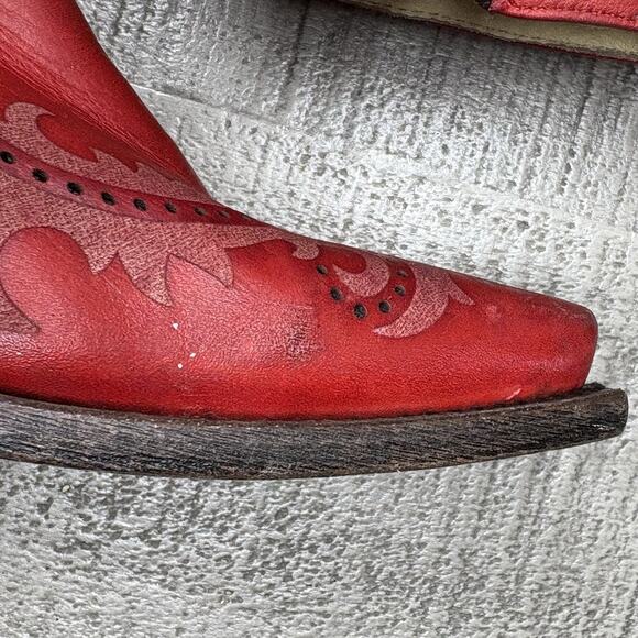 Corral Womens Ankle Cowboy Boots Western Snip Toe Leather Red Size 7.5 - Picture 7 of 9